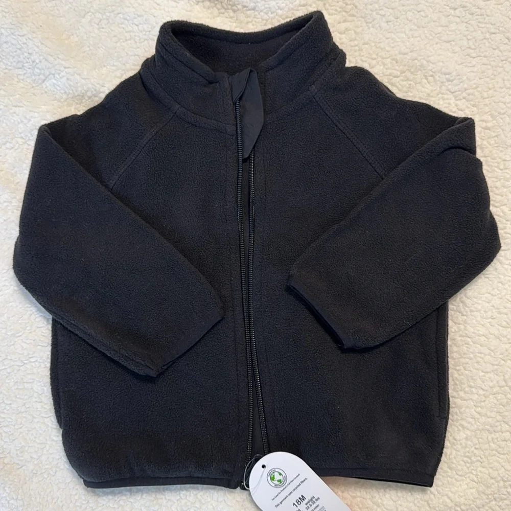 Wonder Nation Toddler Boys Microfleece Jacket Black Zip Up Fleece